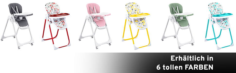 Дитячий стільчик Baby Vivo Kinder Hochstuhl з регулюванням висоти та функцією лежання, колір Cool Mint