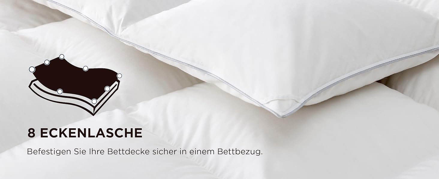 BEDSURE Пухова ковдра 155x220 см - тепла зимова ковдра з 90% пуху та 10% пера, 1080 г наповнювача, сертифікат Öko-Tex, пральна, стегане покриття, білий колір