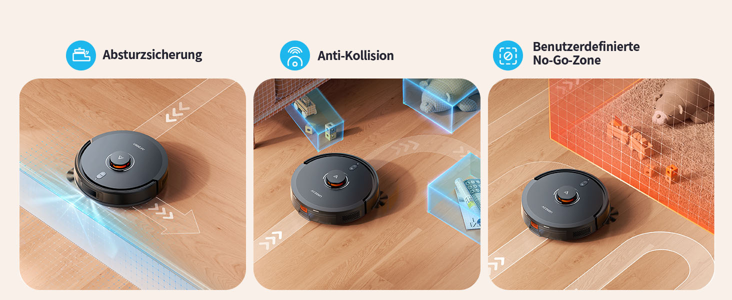 Робот-пилосос Airzeen Q10 Pro S з вологою, LiDAR-навігація, 5000Pa, для тварин, чорний