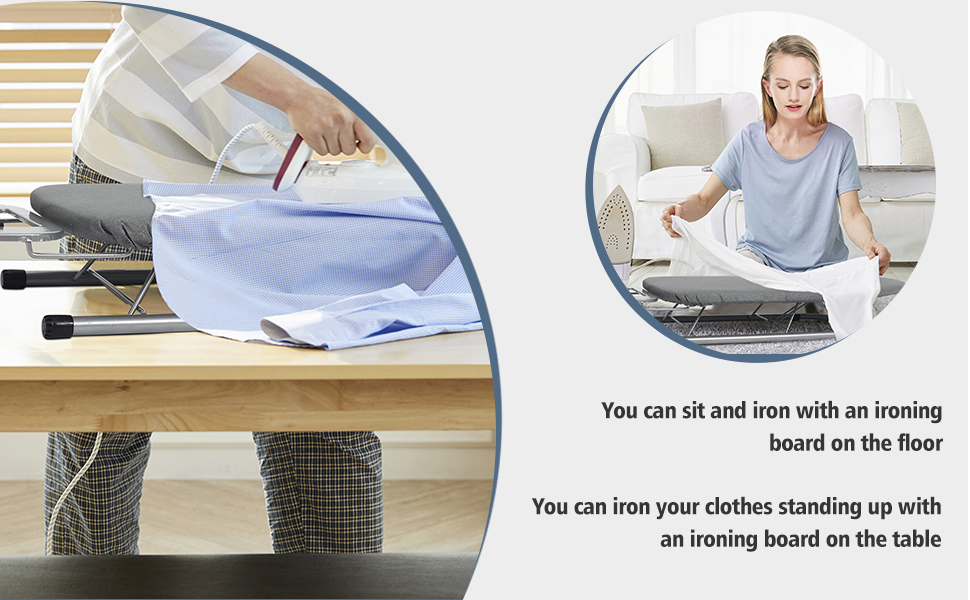 Прасувальна дошка Rainberg Tisch-Bügelbrett, компактна, чорна, 76 x 30 см, з бавовняним чохлом та підставкою для праски