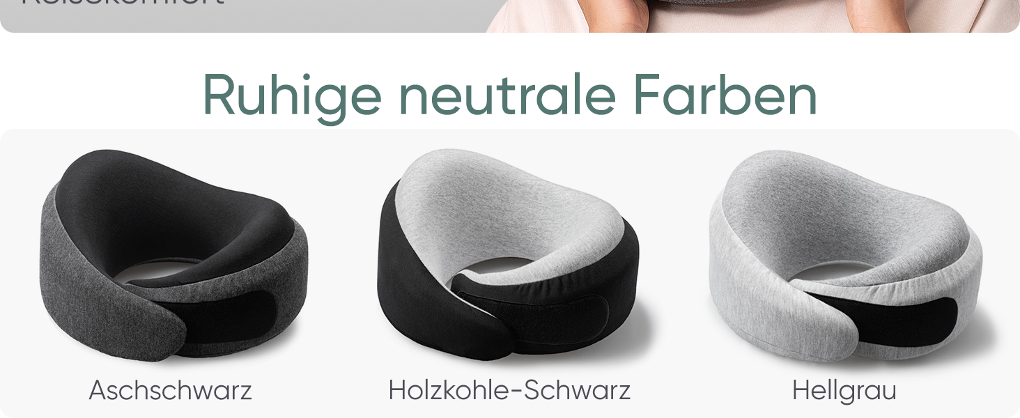 Подорожній нашийник Proglobe Luxe з ефектом пам'яті (Memory Foam), колір антрацит — ергономічна подушка під шию з підтримкою підборіддя та сумкою для зберігання