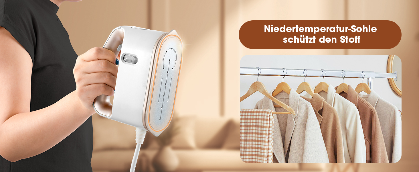 Праска для одягу Newbealer: компактна туристична праска, 1200W, 3 режими, швидкий нагрів 45с, зелено-золота