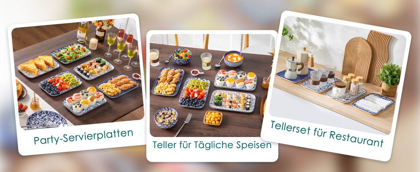 Набір тарілок Vancasso Selene для закусок, суші, десертів 22x13 см (4 шт) - Порцелянові прямокутні тарілки для подачі