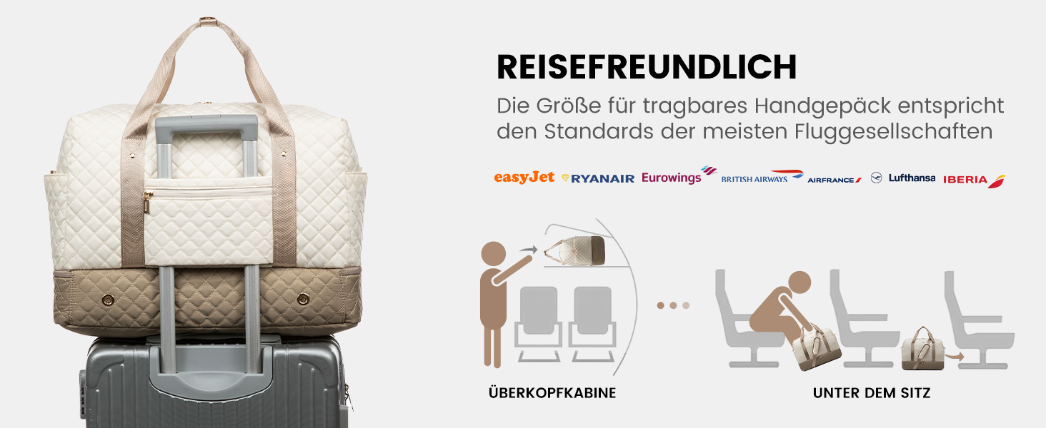 Спортивна сумка LOVEVOOK для жінок з відділенням для ноутбука, 40л, Gym Bag, Travel Duffle, для подорожей, фітнесу, клініки, лікарні (чорний+бежевий+коричневий, з відділенням для взуття)