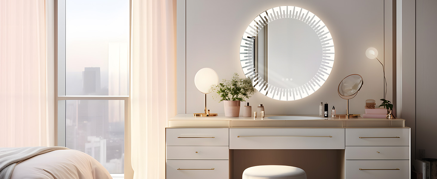 Дзеркало для ванної кімнати YOLEO з підсвічуванням 90x70 см, LED дзеркало з переднім та заднім освітленням, дзеркало для стіни з пам'яттю, 3 регульовані кольори світла, антизапотівання