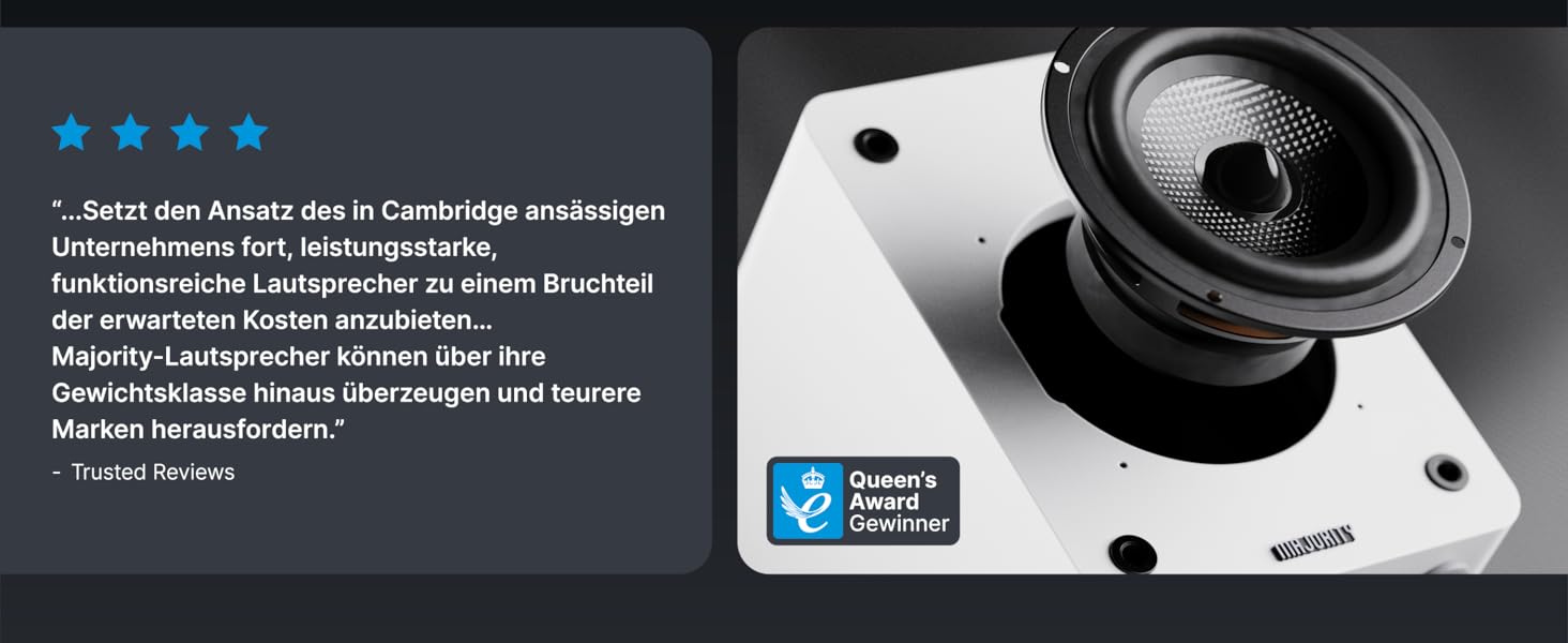 Активні Hi-Fi колонки Majority D50X 60W 2.0 для ПК та ТВ, Bluetooth 5.3, HDMI ARC, AUX, вуглецевий диффузор, білі