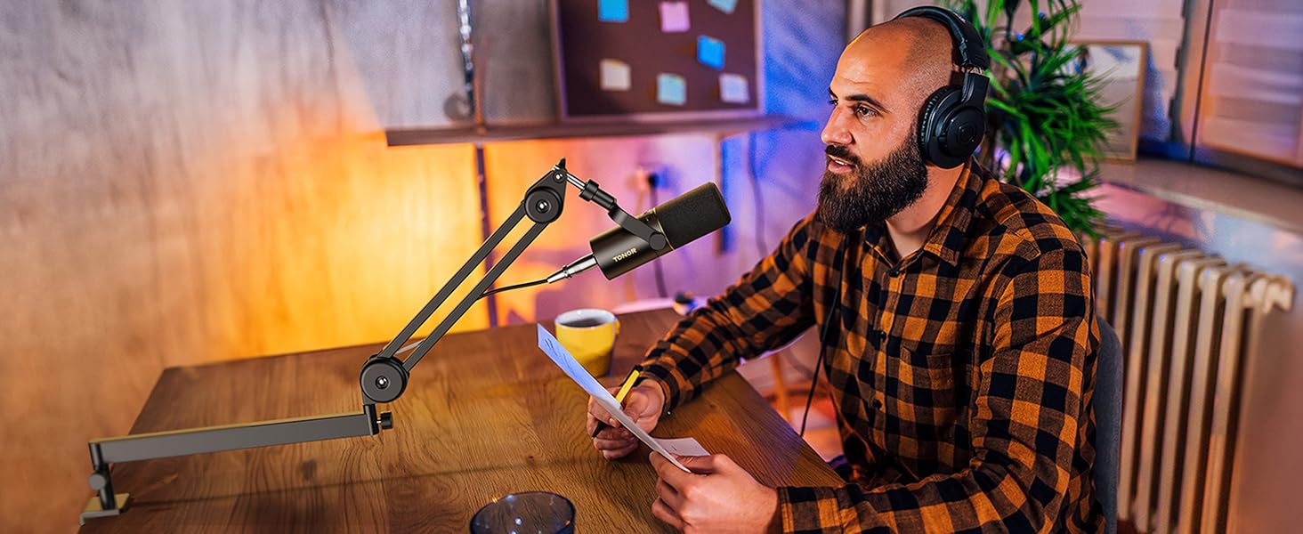 Мікрофонна стійка TONOR T40LP низькопрофільна, регульована, для геймінгу, подкастів, запису, 74 см, чорна