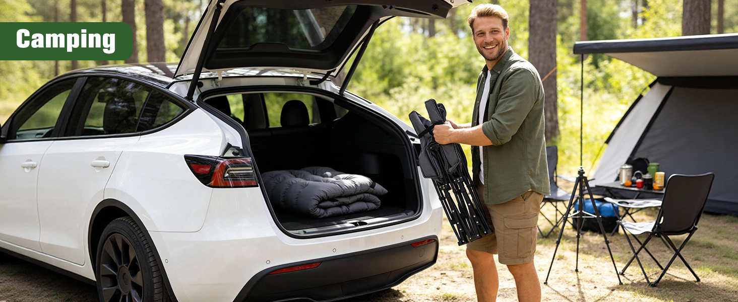 Розкладне ліжко для кемпінгу Sekey XXL (190x71x35 см) з матрацом, посилений сталевий каркас та тканина Oxford, сіре