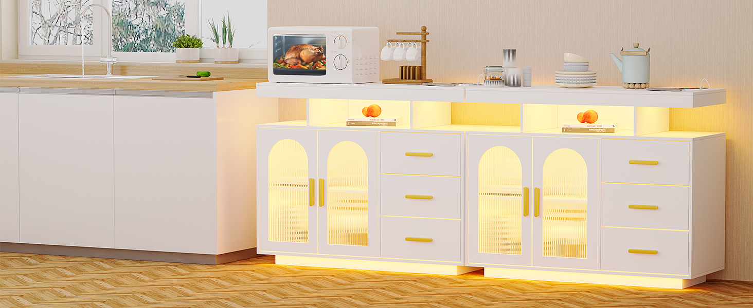 LED комод-тумба Gurexl з бездроговою зарядкою, RGB-підсвічуванням, сенсорами та регульованими полицями (80x40x100 см), білий