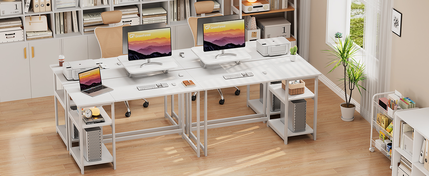Компактний білий стіл GreenForest 100x50 см з місцем для зберігання та підставкою для монітора – ідеальний для дому та офісу