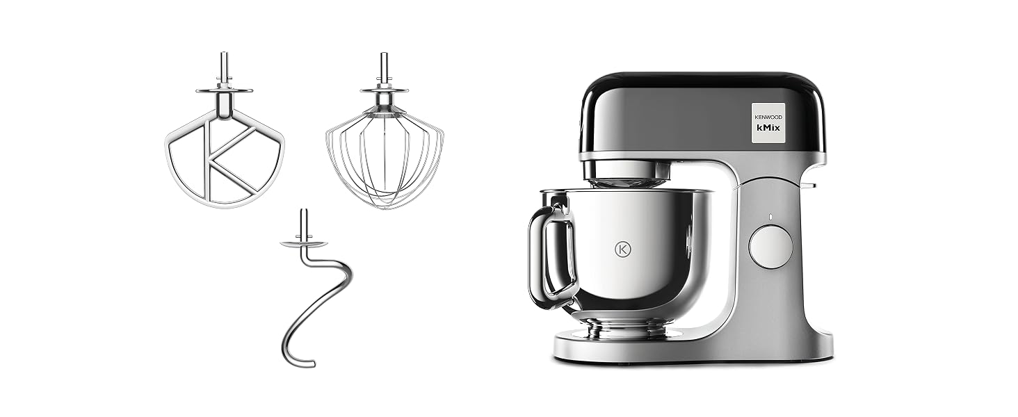 Планетарний міксер Kenwood kMix Editions KMX760BC, 1000 Вт, чаша з нержавіючої сталі 5 л, набір для кондитерів, антрацит