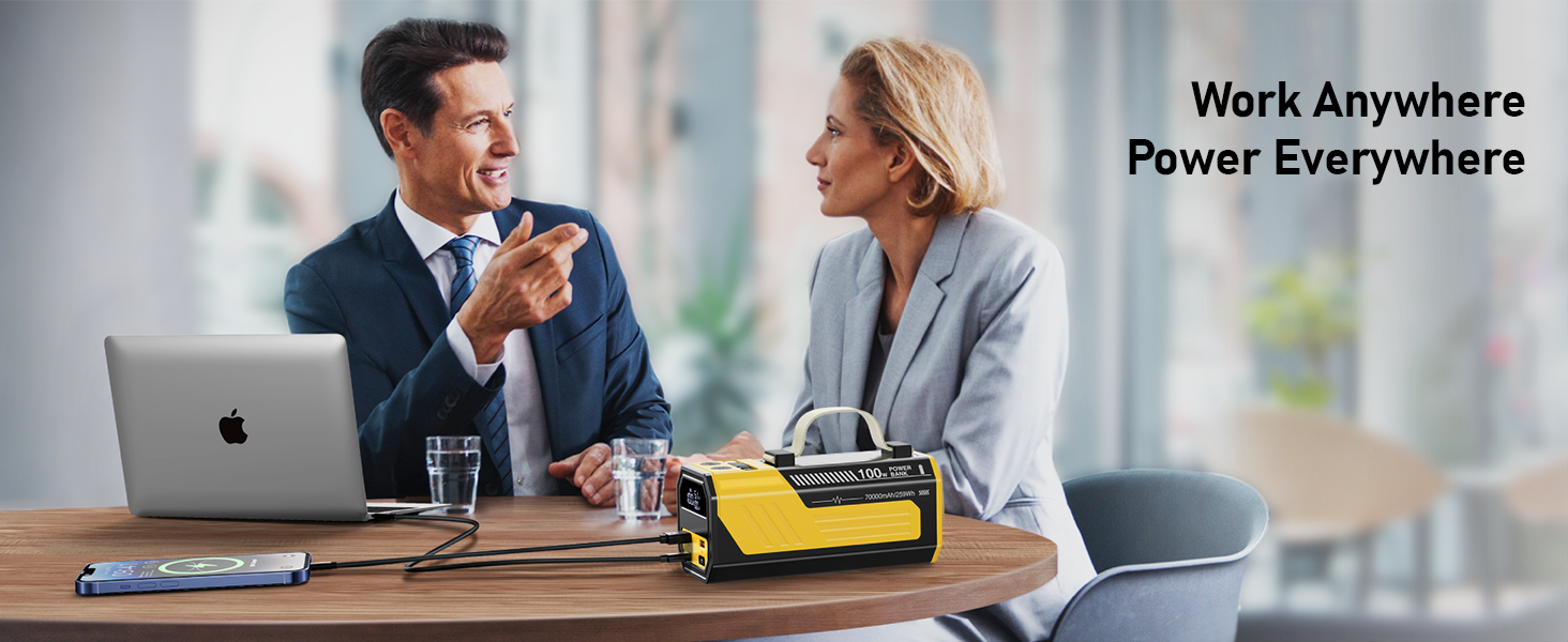 Power Bank 70000mAh 100W з USB-C, швидка зарядка, портативний акумулятор для iPhone, iPad, Samsung (жовтий)