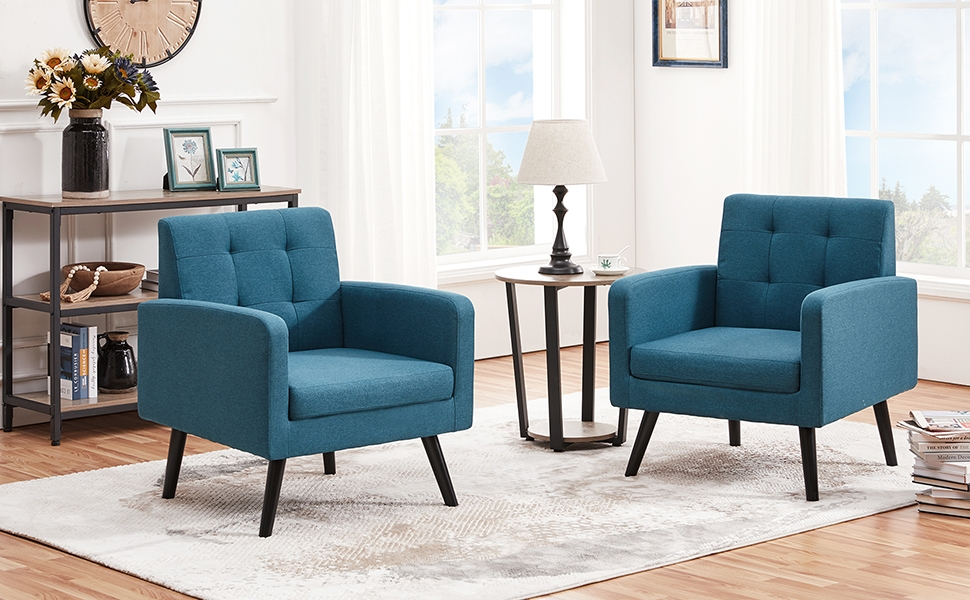 Крісло-мішок Yaheetech з підлокітниками, блакитне, з поліестеру, до 136 кг, для вітальні