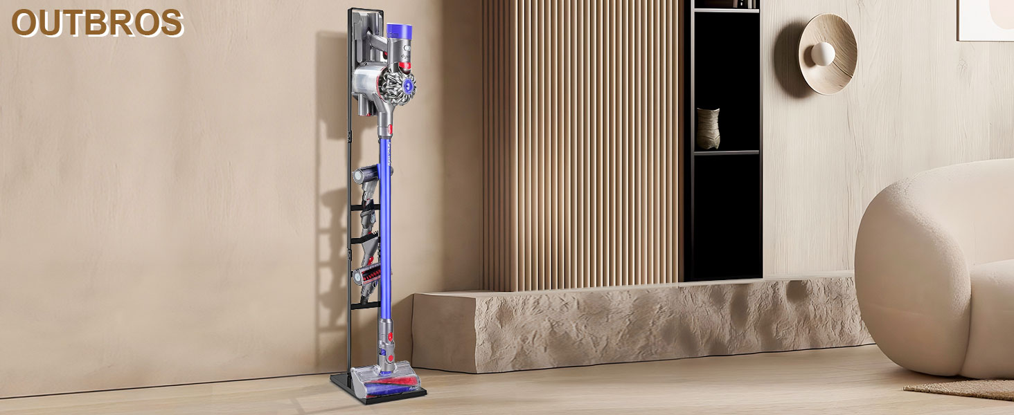 Підставка для пилососа OUTBROS для Dyson V6-V15, металева, без свердління, чорна