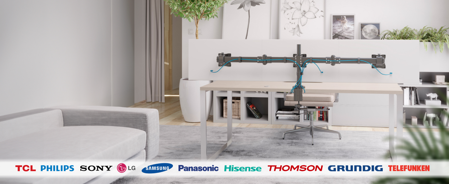Підставка для монітора RICOO на 2 монітори, Dual Monitor Arm, TS7811, для комп'ютерів та ігор, 13-27 дюймів