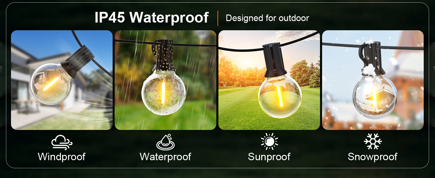 LED гірлянда для зовнішнього використання 45.7 м, диммувана, з пультом, 75 світлодіодів, тепле світло, IP45, для саду, балкону, тераси, кемпінгу та вечірок