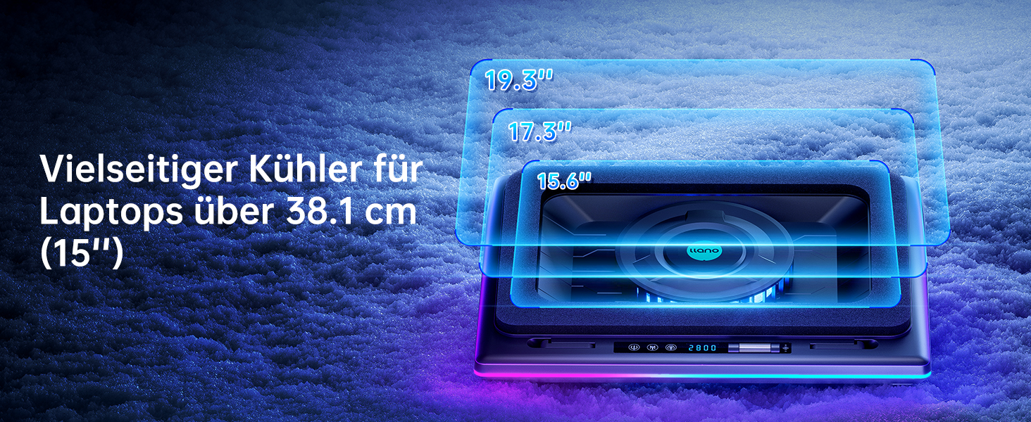 Ігровий охолоджувач для ноутбука llano V12 RGB Cooling Pad, підставка з вентиляторами, чорний