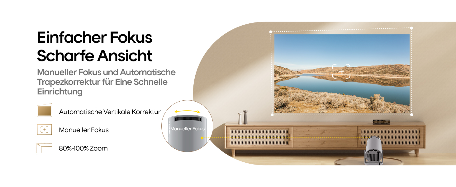 Портативний проєктор Mini Beamer 4K з Android 11: Smart, електричний фокус, WiFi 6, BT 5.0, Full HD 1080P, 260ANSI, корекція трапеції, 5W динамік (сірий)