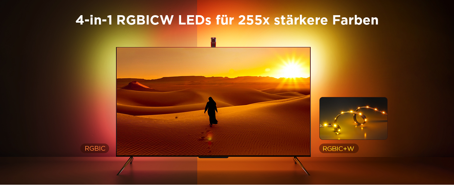 Розумна LED-підсвітка для телевізора Govee TV Backlight 3 Lite з Fish-Eye корекцією, для ТВ 55-65 дюймів (3.6м)