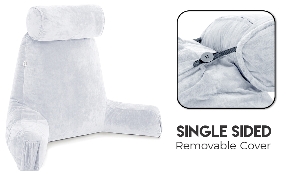 Подушка для чоловіків - сіра, велика, для читання та відпочинку в ліжку з підлокітниками. Висока спинка, преміум піна з пам'яті, знімна подушка для шиї на еластичному шнурі. Середня оригінальна версія | Темно-зелений |