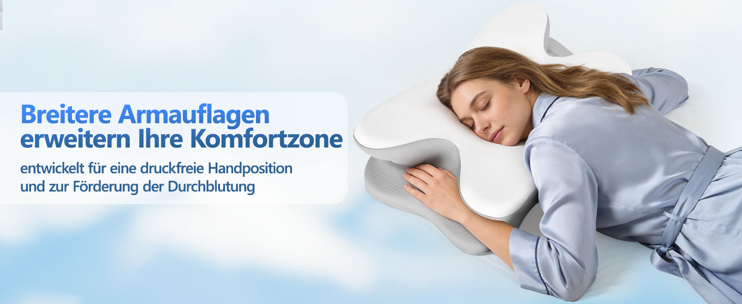 Ортопедична подушка для сну з Memory Foam - для бокових, спинних та животоположних позицій. З покриттям з льонової тканини (білий, сірий)