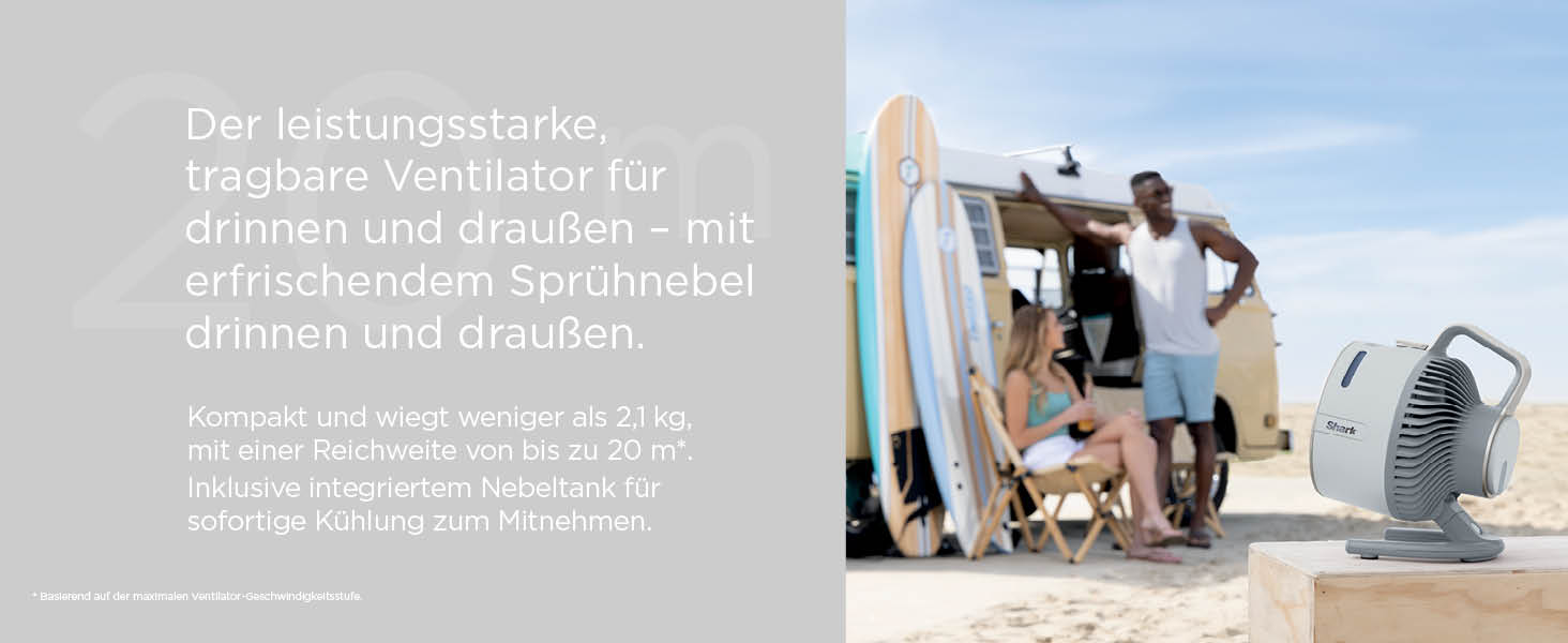 Вентилятор Shark FlexBreeze HydroGo Starker з функцією розпилення, охолодження для дому та вулиці, тихий та довговічний, з підключенням та без, компактний та легкий, потік повітря до 20 м, модель FA050EUDV