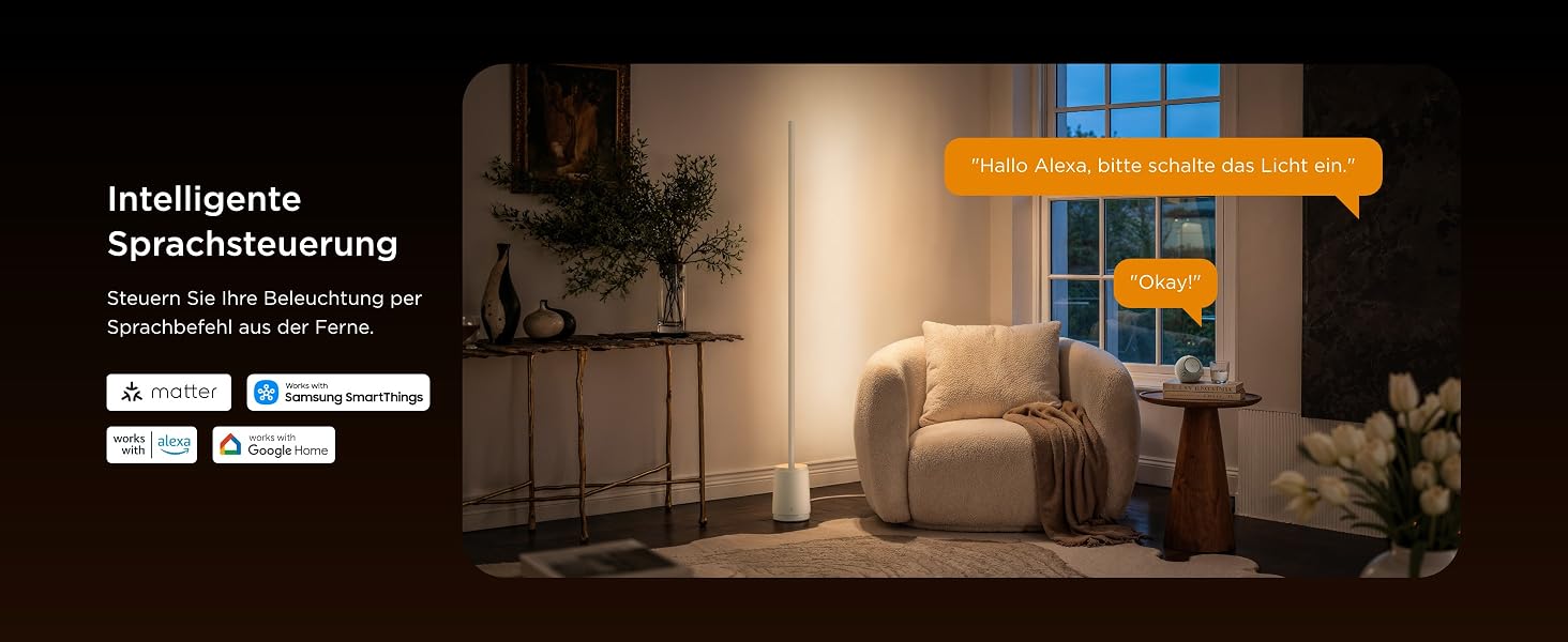 Розумна торшерна лампа Govee Stehlampe 3 Lite RGBICWW, 1400 лм, регульована яскравість, висота 152 см, срібляста