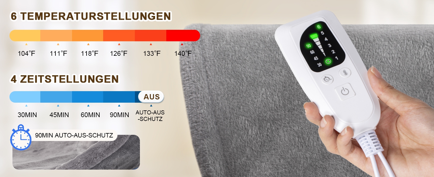 Грілка для спини, шиї та плечей NALONE, 63x100 см, 6 температурних режимів, таймер, фланель, пральна