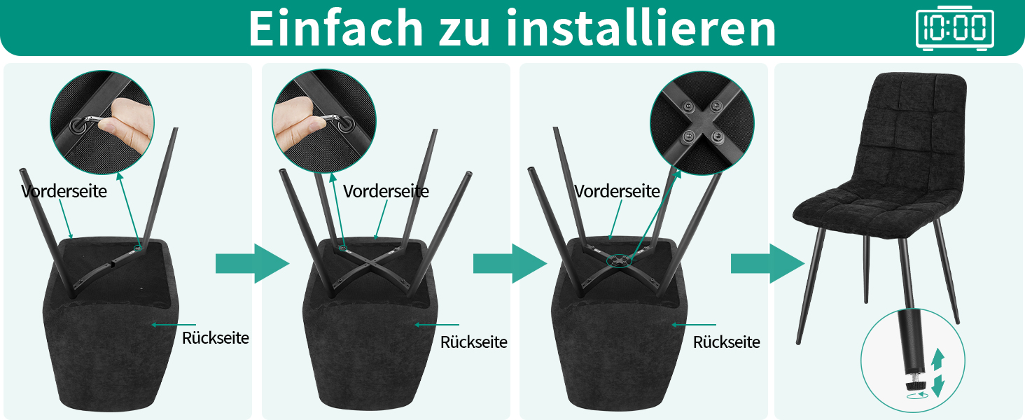 Набір обідніх стільців, 6 шт., з м'яким сидінням, з льонової тканини та чорними металевими ніжками, смугастий дизайн, для вітальні, кухні, спальні, ресепшн