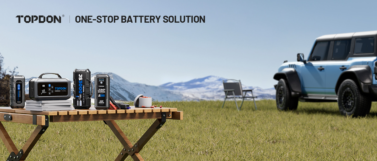 TOPDON JS3000 Powerbank для запуску двигуна: стартер, бустер для авто, 24000mAh (2500A), LED, для бензинових та дизельних двигунів до 9L/7L