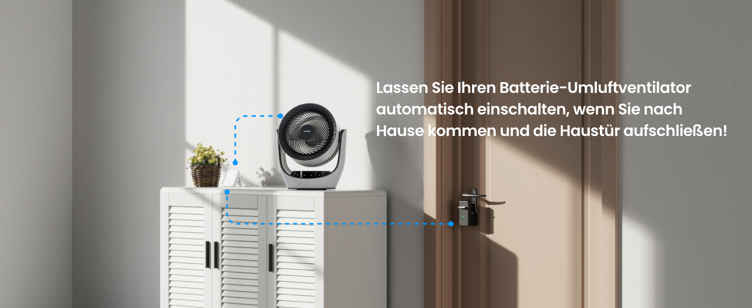 Вентилятор USB SwitchBot настільний з акумулятором, тихий (24 дБ), сумісний з Alexa/Google/Siri (потрібен хаб), 4 режими, таймер 9 год