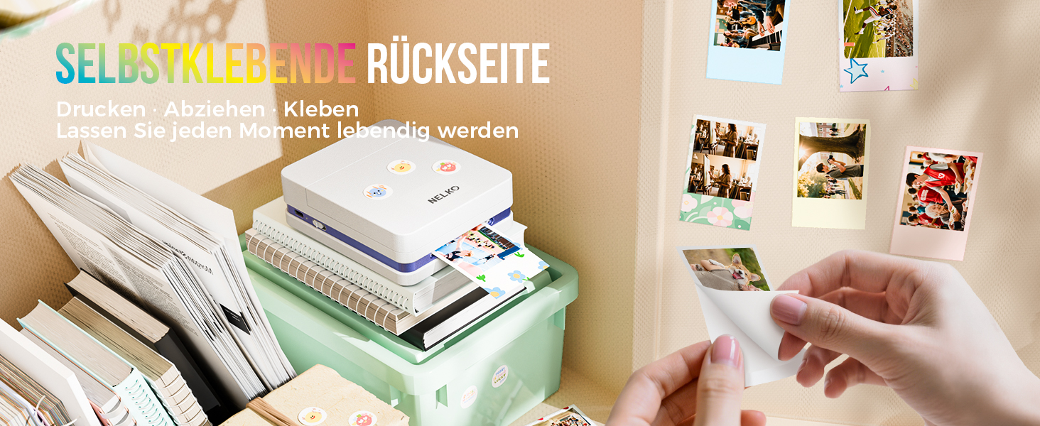 Портативний міні-принтер Nelko PP01 для фотографій з телефону. 20 листів паперу, принтер-наклейка, для iOS & Android, білий