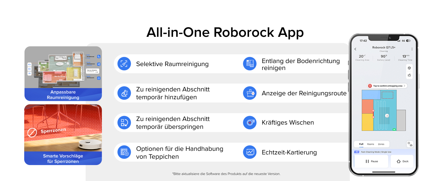 Робот-пилосос Roborock Q7 L5+ з автоматичним розпорожненням пилу, потужність 8000 Па, LiDAR-навігацією та системою Dual Anti-Tangle для килимів та шерсті тварин, чорний