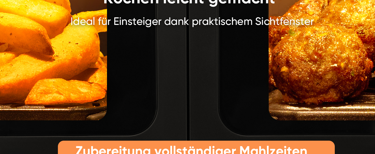 Фритюрниця без олії COSORI з 2 камерами, 8,5л, з вікном, сталевий внутрішній корпус