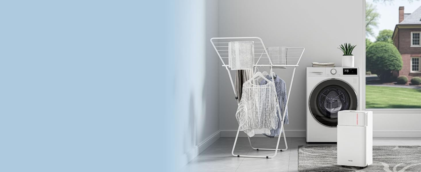 Електричний осушувач повітря VonHaus 12L/24г, для підвалу та приміщень до 125м³, тихий 39dB, з таймером та шлангом для зливу, проти вологи та плісняви