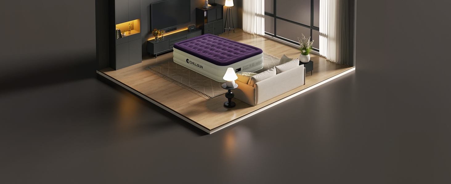 Надувний матрац CHILLSUN 190x100x40 см з вбудованим насосом - для дому, гостей та кемпінгу