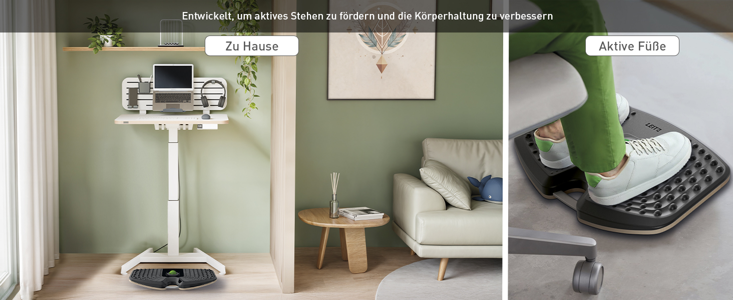 Підніжка для столу Leitz Ergo Cosy, регульована, сіра, 53710089 - для офісу та дому, знімає біль у спині та плечах