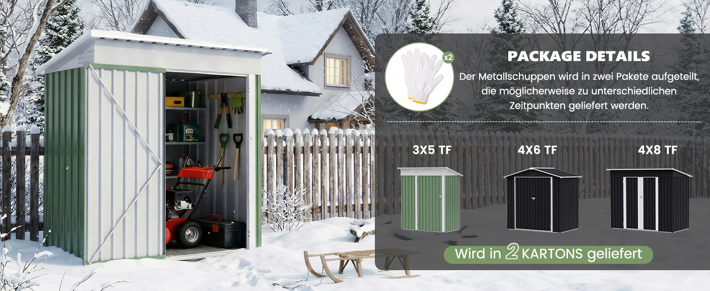 Металевий садовий будиночок UDPATIO 4 м³ (228x121x181 см) – для двору, інструментів, велосипедів, оцинкована сталь, з замком, зелений