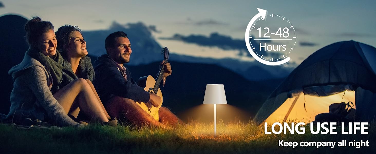 Лампа настільна LED акумуляторна Lundwa 26 см, 5000 mAh, IP54, 3W, 3000K, для кемпінгу, ресторану, спальні, бару (1 шт.)