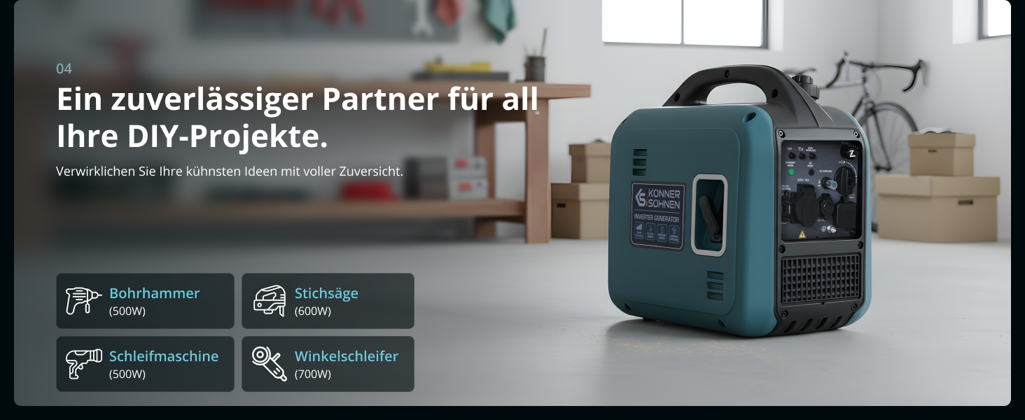 Інверторний генератор K&S Könner&Söhnen KS 1900i S, 2.0 кВт, з USB, мідна обмотка, для резервного живлення