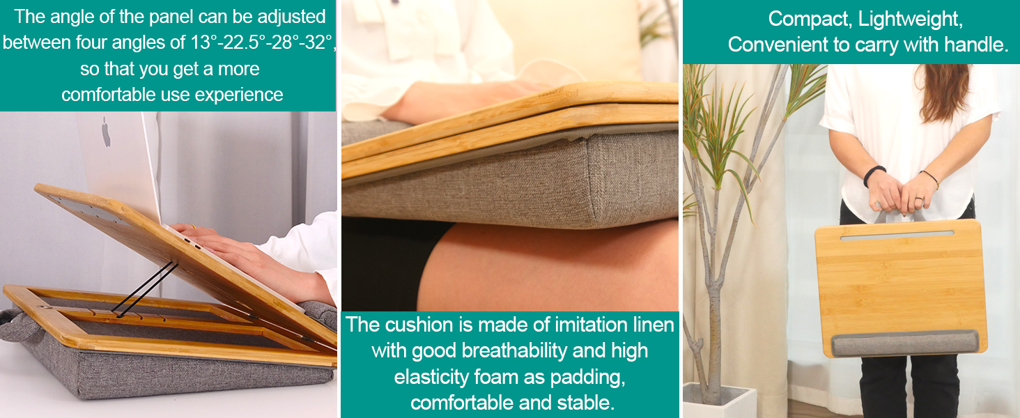 Зручний портативний столик-підставка для ноутбука до 15.6 дюймів, з подушкою, для студентів та роботи з книгами/планшетами