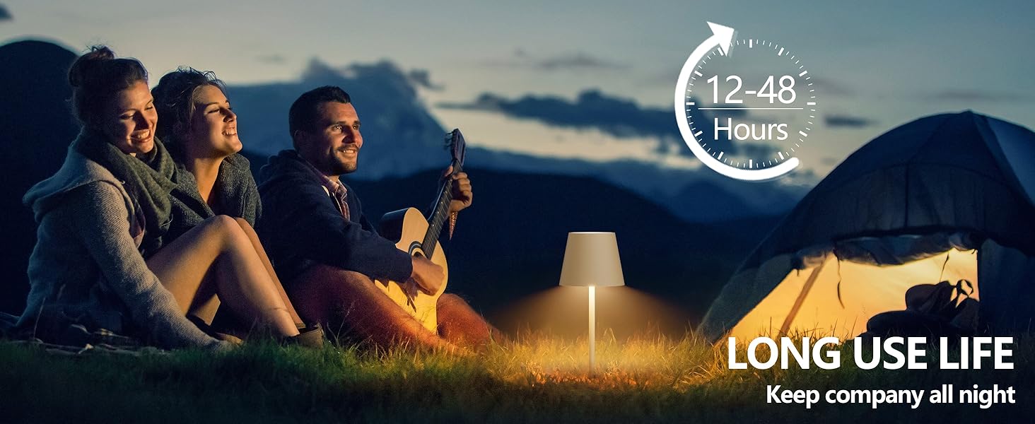 LED настільна лампа Lundwa на акумуляторі 26 см, 5000 мАг, 3W, 3000K, IP54, для кемпінгу, ресторану, спальні, бару (1 шт.)