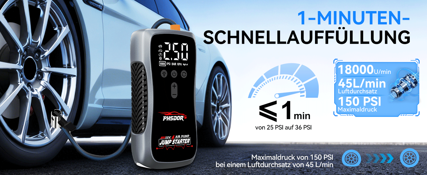 Бустер для авто 6000A Jump Starter Powerbank 20000mAh з компресором та LED-ліхтарем (до 10.0L бензин / 8.0L дизель)