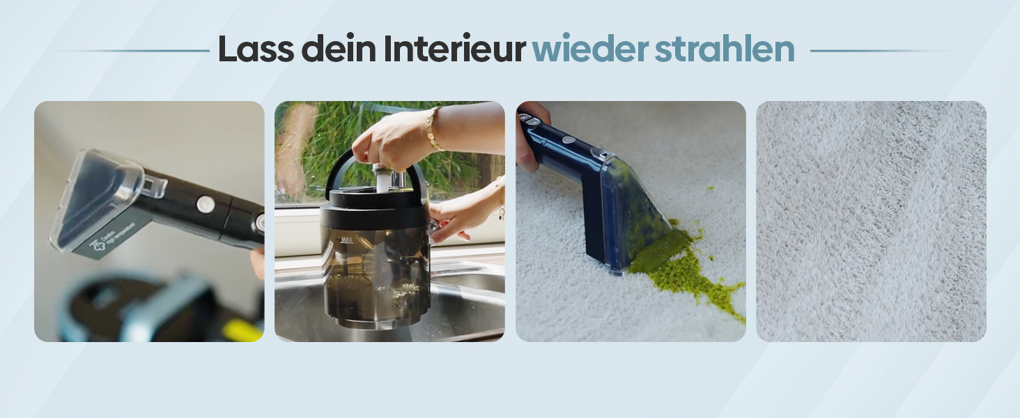 Olvy Teppichreiniger PRO: професійний пароочисник для килимів та м'яких меблів, 1650W. Включає миючий засіб. Підходить для чищення диванів, матраців та оббивки.