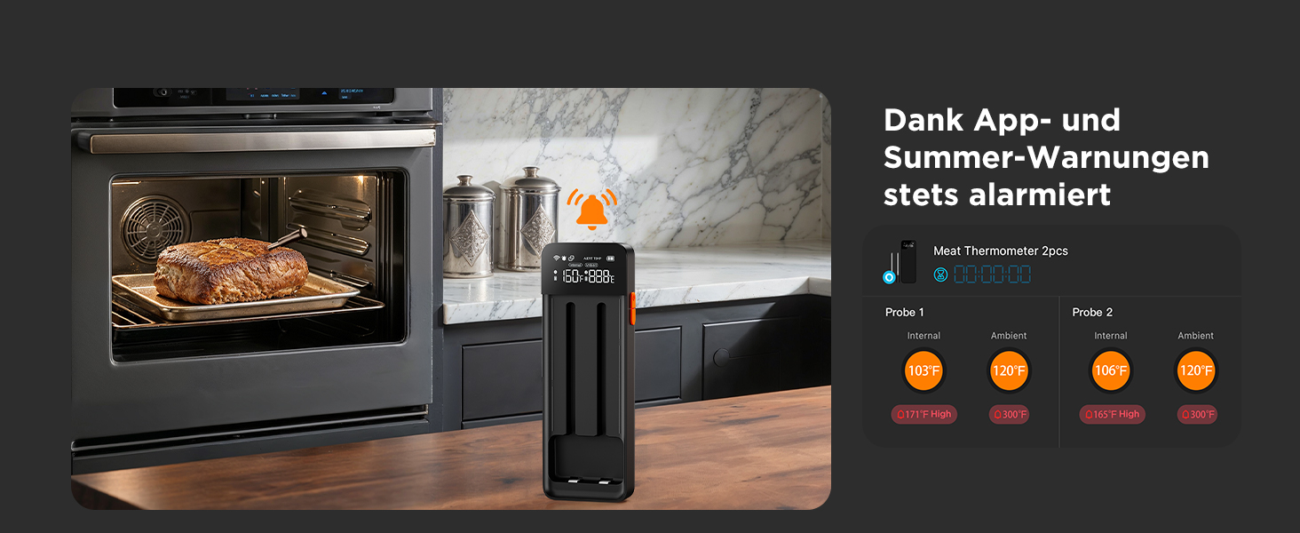 Бездротовий термометр для м'яса GoveeLife Bluetooth/Wi-Fi для гриля, духовки та BBQ, водонепроникний IP68, висока точність ±1.8℉