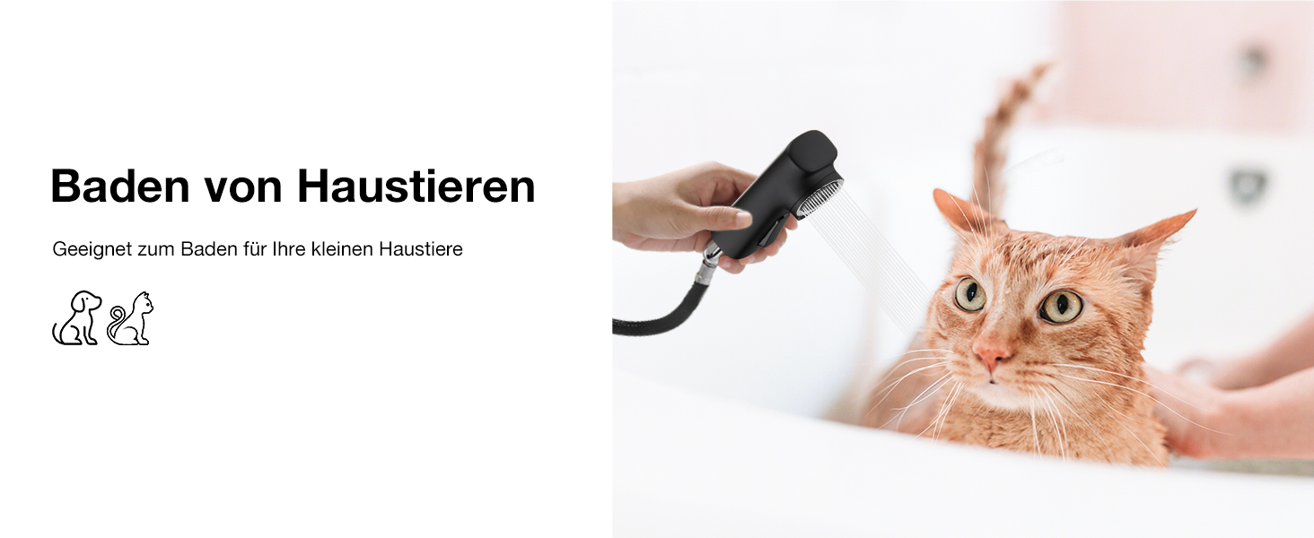 Сучасний змішувач для ванної кімнати CREA з висувною лійкою, 2 режими струменя, одноlever, з міді з хромовим покриттям (чорний)