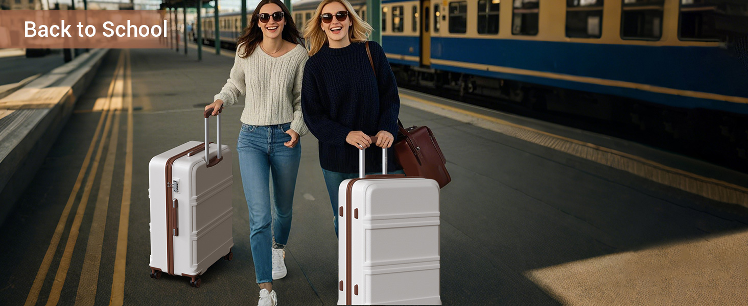 KONO Чемодан-Тролей 55 см, Кремовий Білий | Валіза для подорожей