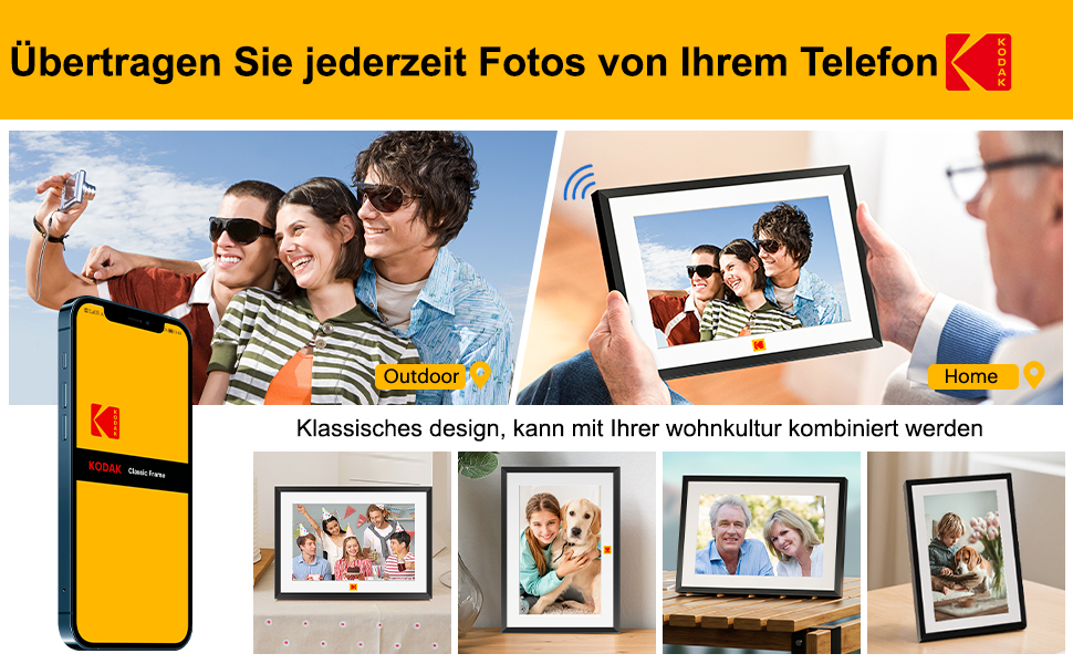 Цифровий фоторамка Kodak WiFi 10,1 дюйма, вбудована пам'ять 32 ГБ, сенсорний екран 1280x800, акумулятор 4000 мАг (чорний)
