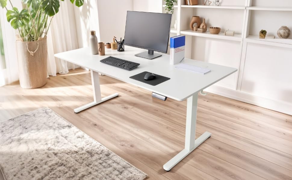 Електричний регульований стіл Arebos 160x80 см з пам'яттю | Ергономічний стіл для офісу та дому | Стіл для стоячи та сидячи | Бежевий