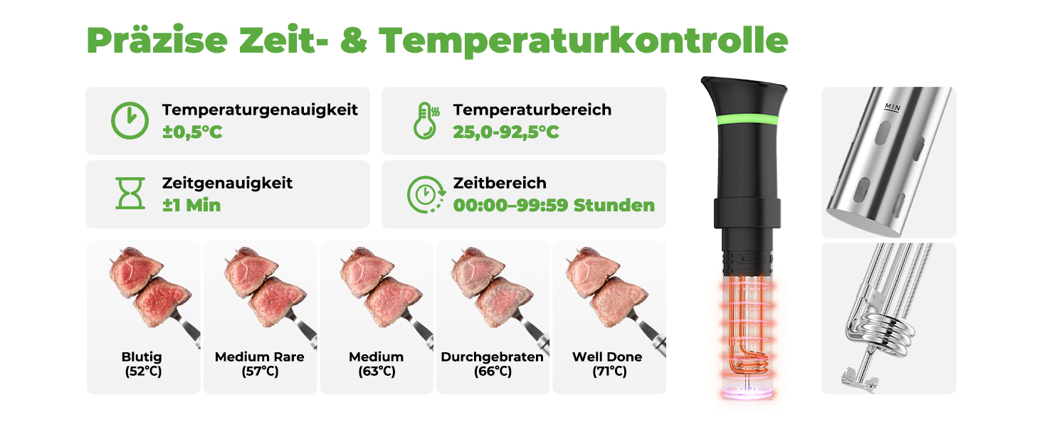 Sous Vide приготування: Циркуляційний термостат з LCD дисплеєм, таймером, 1000W, для посуду до 20L, 25-92,5°C, Slow Cooker, преміум-якість